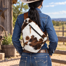 Load image into Gallery viewer, Sling Backpack - Tri-Color Hair-on-Hide