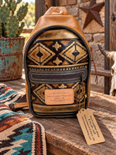 Load image into Gallery viewer, Sling Bag/Aztec Embossed Leather