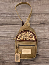 Load image into Gallery viewer, Sling Bag/Crossbody Tan Leather with Western Tooling