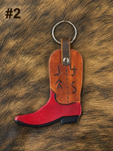 Load image into Gallery viewer, Hand Tooled Branded Leather Western Boot Key Fob