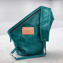 Load image into Gallery viewer, Sling Backpack - Champagne Hair-on-Hide and Turquoise