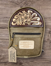 Load image into Gallery viewer, Sling Bag/Crossbody Tan Leather with Western Tooling