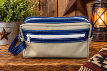Load image into Gallery viewer, Toiletry/Cosmetic Bag/Shaving Kit - Gray and Blue Leather