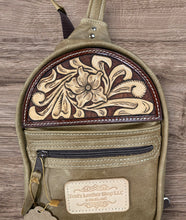 Load image into Gallery viewer, Sling Bag/Crossbody Tan Leather with Western Tooling