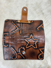Load image into Gallery viewer, Tri-Color Hair-on-Hide with Rustic Embossed Brands