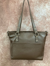Load image into Gallery viewer, Mini Tote - Brass Reptile Embossed and Brown Leather