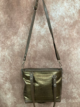 Load image into Gallery viewer, Mini Tote - Brass Reptile Embossed and Brown Leather