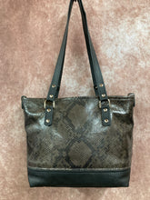 Load image into Gallery viewer, Mini Tote - Brown and Black Python Embossed Leather