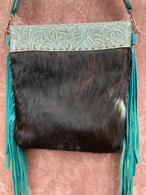 Load image into Gallery viewer, Conceal Carry - Black Hair-on-Hide with Turquoise Floral Embossed Leather
