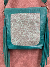 Load image into Gallery viewer, Conceal Carry - Black Hair-on-Hide with Turquoise Floral Embossed Leather