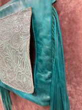 Load image into Gallery viewer, Conceal Carry - Black Hair-on-Hide with Turquoise Floral Embossed Leather