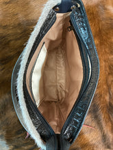 Load image into Gallery viewer, Designer Black Alligator and Salt and Pepper Hair-on-Hide Crossbody