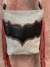 Load image into Gallery viewer, Designer Black Alligator and Salt and Pepper Hair-on-Hide Crossbody