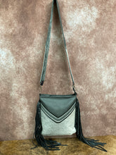 Load image into Gallery viewer, Designer Salt and Pepper Hair-on-Hide Crossbody