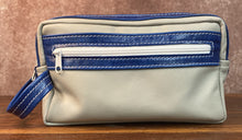 Load image into Gallery viewer, Toiletry/Cosmetic Bag/Shaving Kit - Gray and Blue Leather