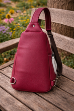Load image into Gallery viewer, Sling Bag/Crossbody Fuchsia Leather with Floral Tooling