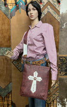 Load image into Gallery viewer, Designer Rustic Red Crossbody with Hair-on-Hide Cross