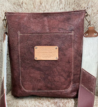 Load image into Gallery viewer, Designer Rustic Red Crossbody with Hair-on-Hide Cross