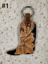 Load image into Gallery viewer, Hand Tooled Leather Western Boot Key Fob