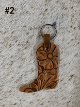 Load image into Gallery viewer, Hand Tooled Leather Western Boot Key Fob