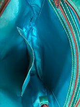 Load image into Gallery viewer, Designer Turquoise Floral Embossed and Champagne Hair-on-Hide Crossbody