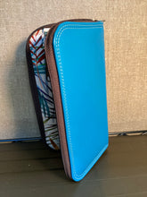Load image into Gallery viewer, Ladies Turquoise Leather Wallet with Wristlet Strap