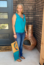 Load image into Gallery viewer, Southwest Leather Wristlet with Fringe