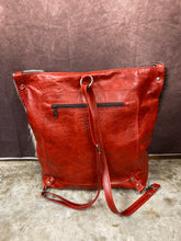 Load image into Gallery viewer, Backpack/Crossbody Bag -  Tri-color Hair-on-Hide and Red Leather
