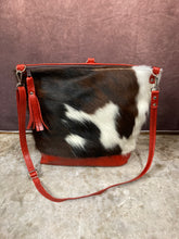Load image into Gallery viewer, Backpack/Crossbody Bag -  Tri-color Hair-on-Hide and Red Leather