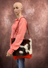 Load image into Gallery viewer, Backpack/Crossbody Bag -  Tri-color Hair-on-Hide and Red Leather