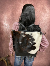 Load image into Gallery viewer, Backpack/Crossbody Bag -  Tri-color Hair-on-Hide and Black Leather