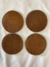 Load image into Gallery viewer, Brown Hair-on-Hide Coasters with Horseshoe Stand