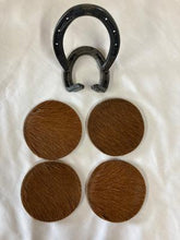Load image into Gallery viewer, Brown Hair-on-Hide Coasters with Horseshoe Stand