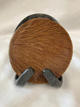 Load image into Gallery viewer, Brown Hair-on-Hide Coasters with Horseshoe Stand