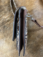 Load image into Gallery viewer, Cell Phone Purse - Brown and Cream Rose Embossed Leather