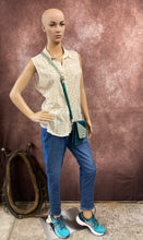 Load image into Gallery viewer, Cell Phone Purse - Turquoise w/Seafoam Floral Embossed Leather