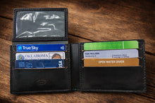Load image into Gallery viewer, Black Bi-Fold Shark Leather Wallet
