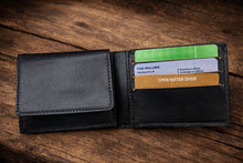 Load image into Gallery viewer, Black Bi-Fold Shark Leather Wallet
