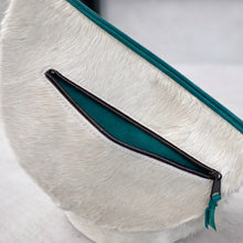 Load image into Gallery viewer, Sling Backpack - Champagne Hair-on-Hide and Turquoise
