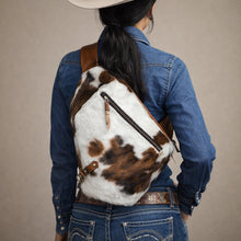 Load image into Gallery viewer, Sling Backpack - Tri-Color Hair-on-Hide
