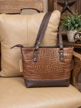 Load image into Gallery viewer, Mini Tote - Brown, Reptile Embossed Leather
