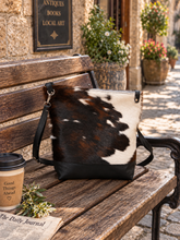 Load image into Gallery viewer, Backpack/Crossbody Bag -  Tri-color Hair-on-Hide and Black Leather
