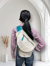 Load image into Gallery viewer, Sling Backpack - Champagne Hair-on-Hide and Turquoise
