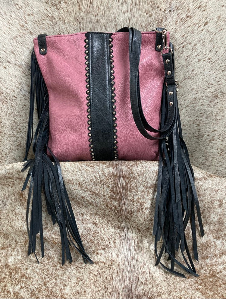 Crossbody - Pink and Black Leather