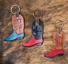 Load image into Gallery viewer, Hand Tooled Branded Leather Western Boot Key Fob
