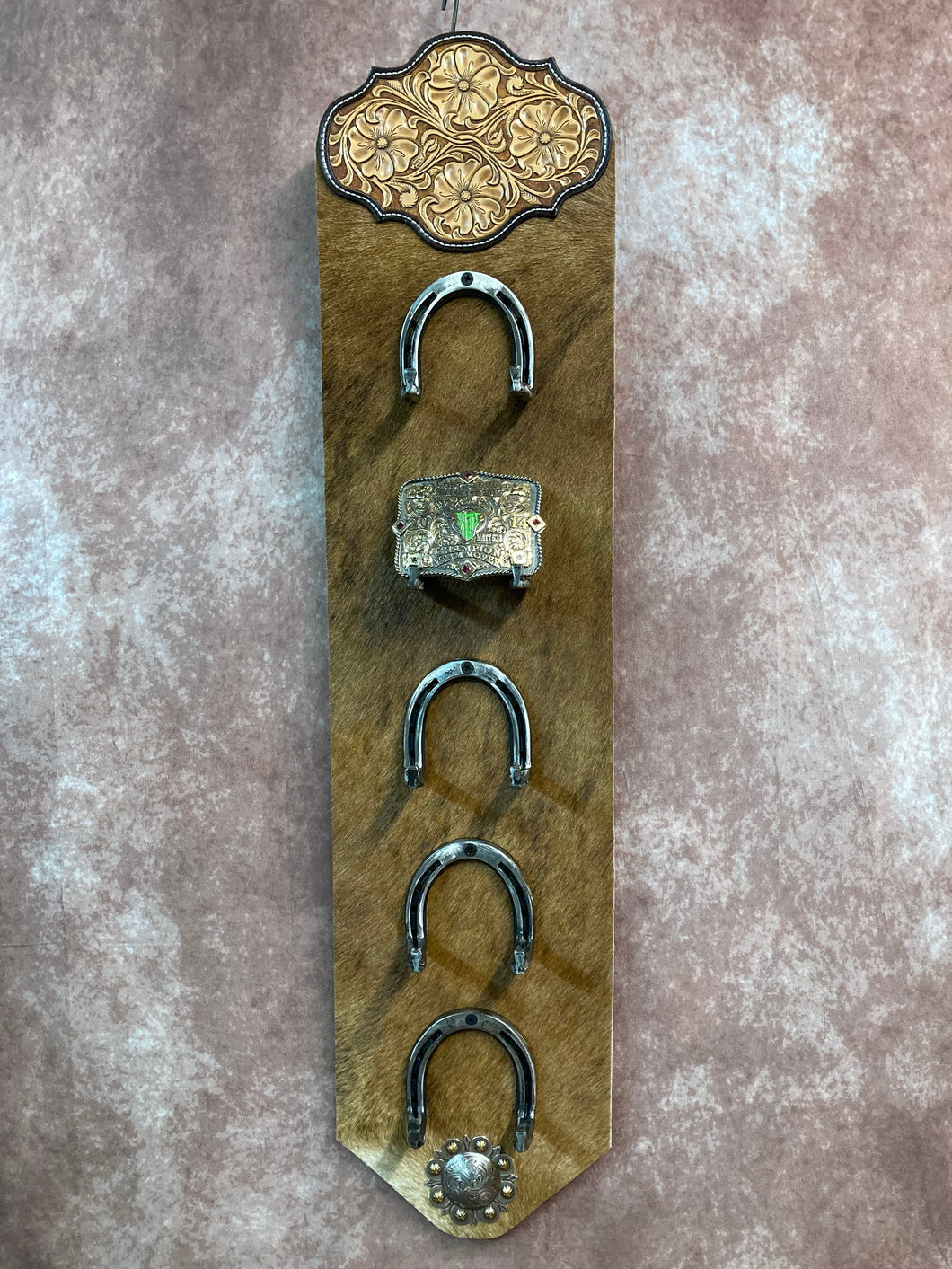 Western Tooled Leather Trophy Buckle Display
