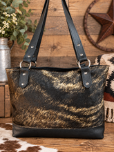 Load image into Gallery viewer, Urban Tote - Black &amp; Tan Brindle Hair-on-Hide
