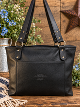 Load image into Gallery viewer, Urban Tote - Black and White Brindle Hair-on-Hide

