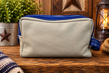 Load image into Gallery viewer, Toiletry/Cosmetic Bag/Shaving Kit - Gray and Blue Leather
