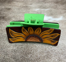 Load image into Gallery viewer, Claw Clip, Large - Tooled Sunflower
